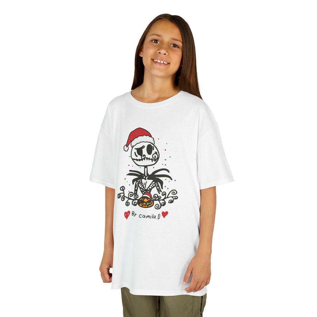 Kids Christmas Skellington Tee -  Holiday Shirt by Camila D.