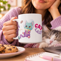 Taza de cerámica Cat Galaxy con gato espacial kawaii (15 oz)