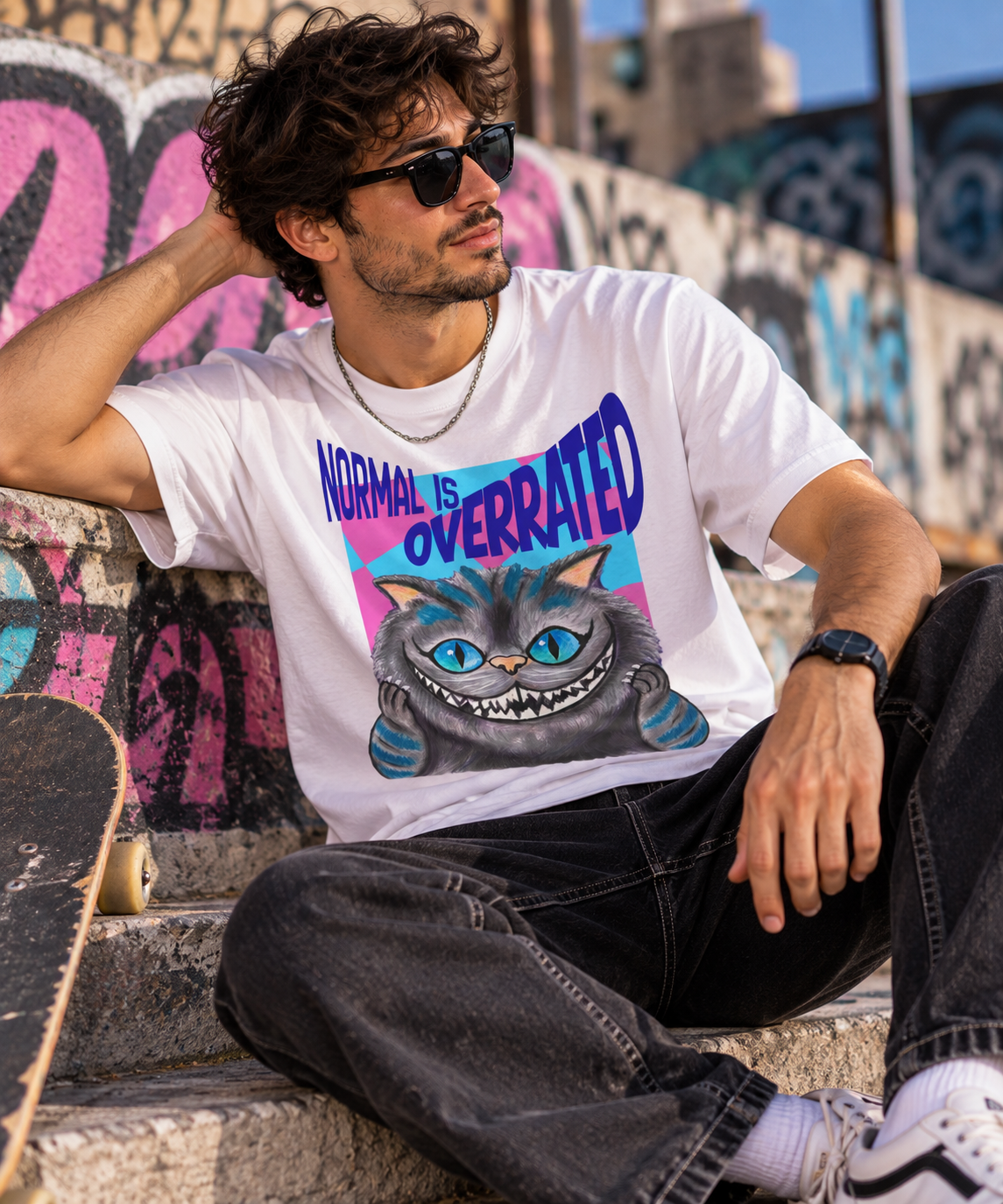 Funky Cat 'Normal Is Overrated' Graphic Tee by Gabee