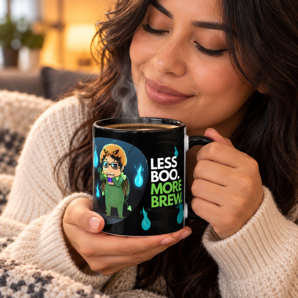 Taza de Halloween “Less Boo More Brew” de Chris A. (11 y 15 oz)