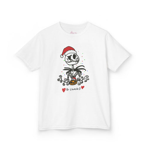 Kids Christmas Skellington Tee -  Holiday Shirt by Camila D.